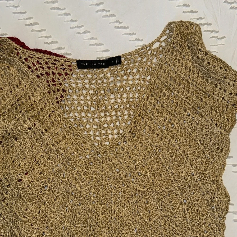 EUC Red and Gold Women's Holiday Party Shirt Bundle S Sparkle